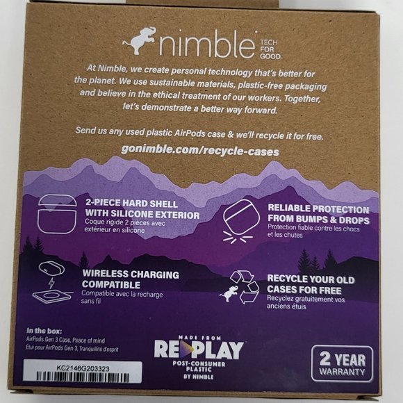 Nimble Backstage Recycled Silicon Case AirPods 3rd Generation Light Purple - Picture 2 of 3